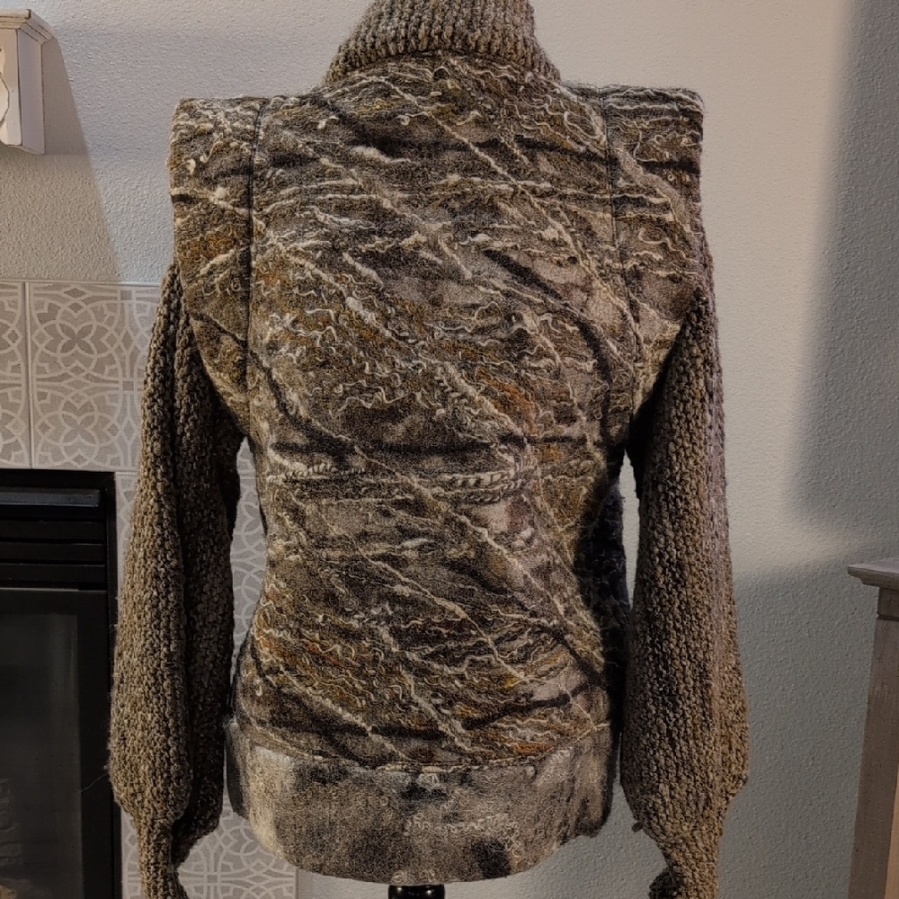 Stylish Knit Multi Textured Coat Made In Ireland - Picture 7 of 9
